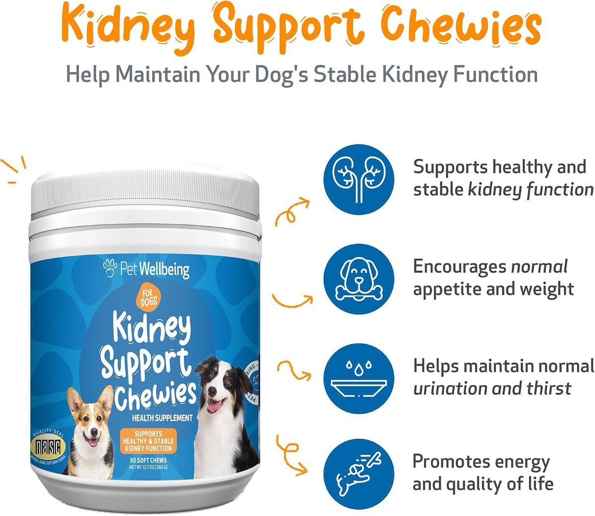 Pet Wellbeing Kidney Support Chewies for Dogs – Vet-Formulated Herbal Soft Chews – 90 Count - görsel 2