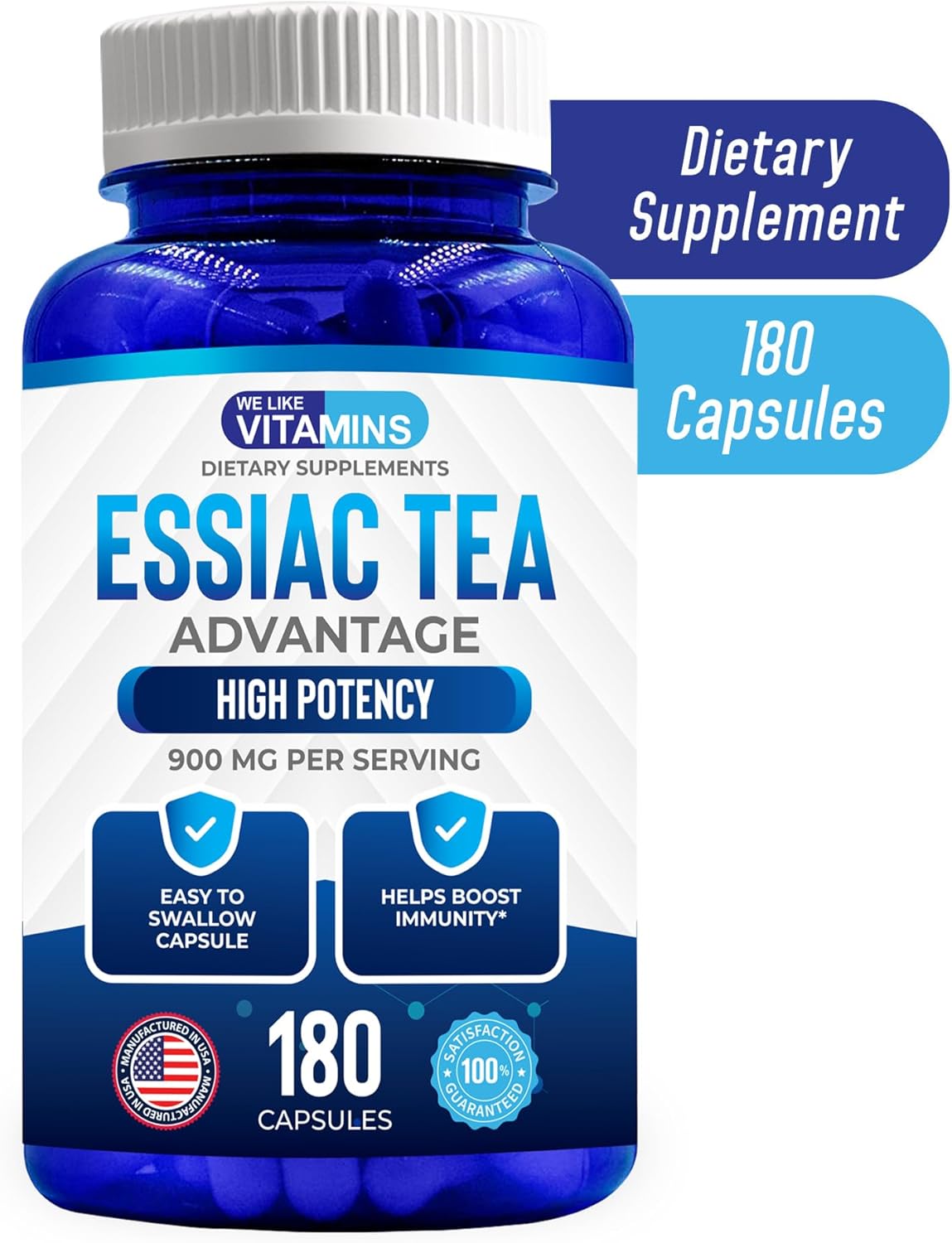 We Like Vitamins Essiac Tea Capsules - 180 Count - 900mg Daily Dose - Herbal Supplement with Burdock, Sheep Sorrel, Slippery Elm & Turkey Rhubarb - görsel 5