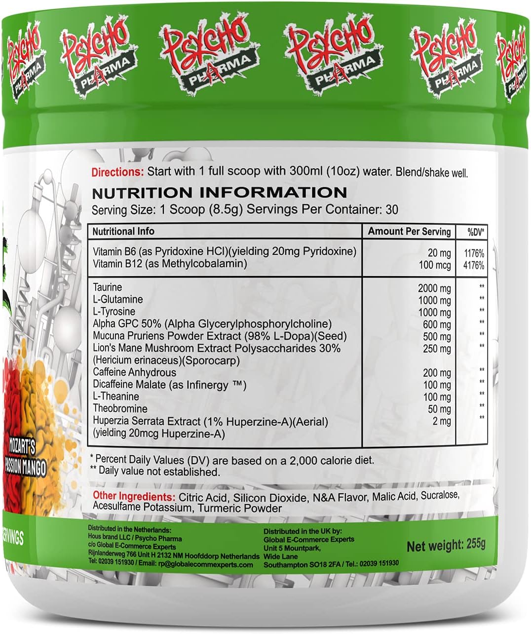 Infinite Brain Nootropic Food Supplement - Mozart's Passion Mango (30 Servings) - görsel 2