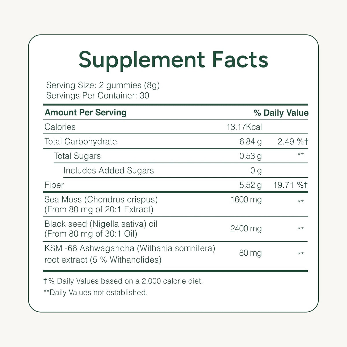 ROOT LABS Sea Moss Gummies - 120 Count (1600 mg) - with 92+ Minerals, KSM-66 Ashwagandha & Black Seed Oil, Vegan, No Added Sugar - görsel 7