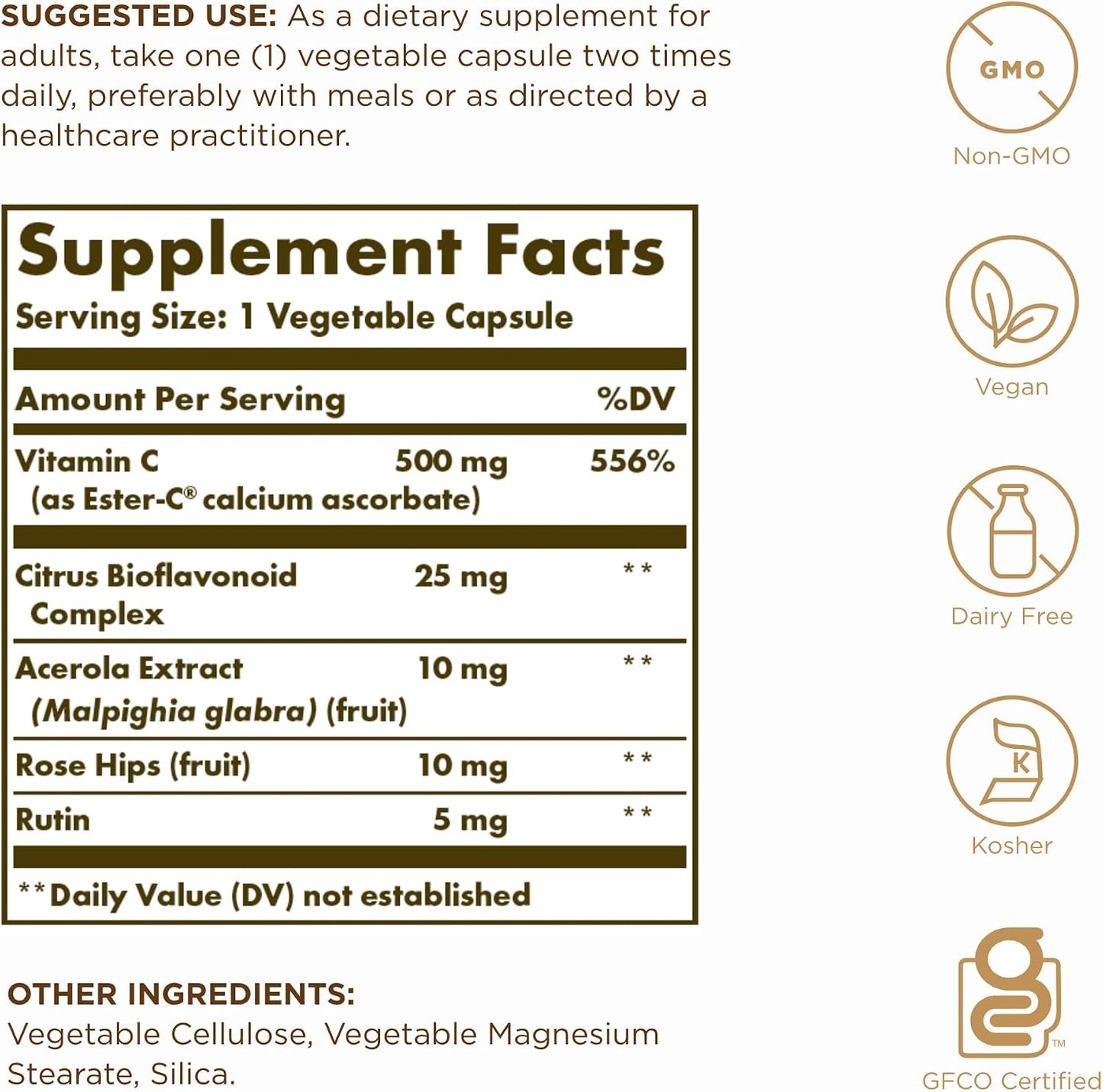Solgar Ester-C Plus 500 mg Vitamin C (Ascorbate Complex) - 100 Vegetable Capsules (Pack of 2) - görsel 2