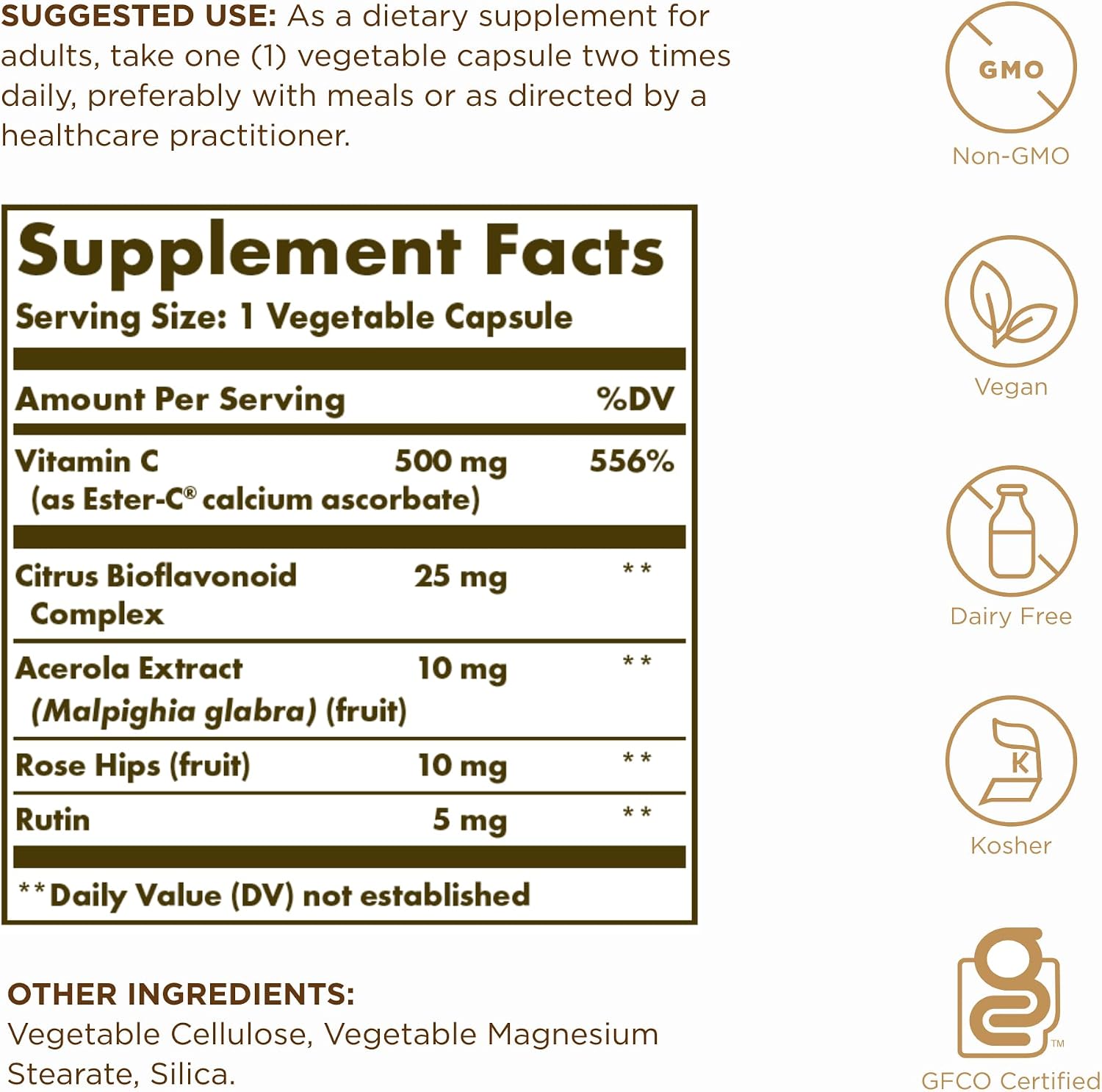 Solgar Ester-C Plus 500 mg Vitamin C (Ascorbate Complex) - 100 Vegetable Capsules (Pack of 2) - görsel 2