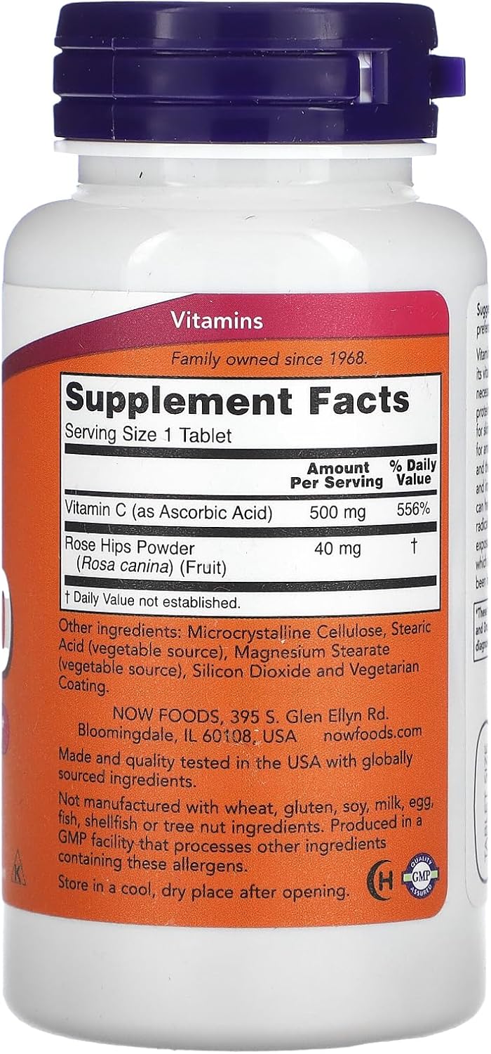 NOW Foods C-500 with Rose Hips, 100 Tablets - görsel 2