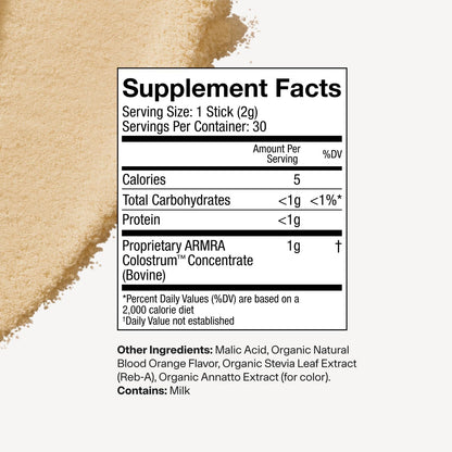 ARMRA Colostrum™ Powder | Blood Orange | Gut Health and Bloating | Skin and Hair | Immunity | Keto, Gluten and Fat-Free | 30 Servings