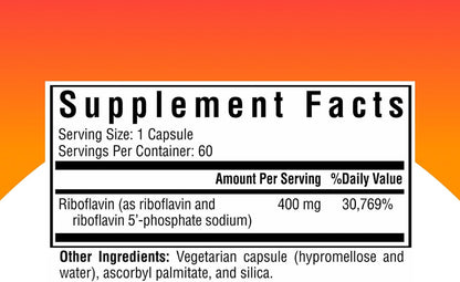 Seeking Health Riboflavin - Vitamin B2 for Energy Metabolism - 400 mg, 60 Capsules
