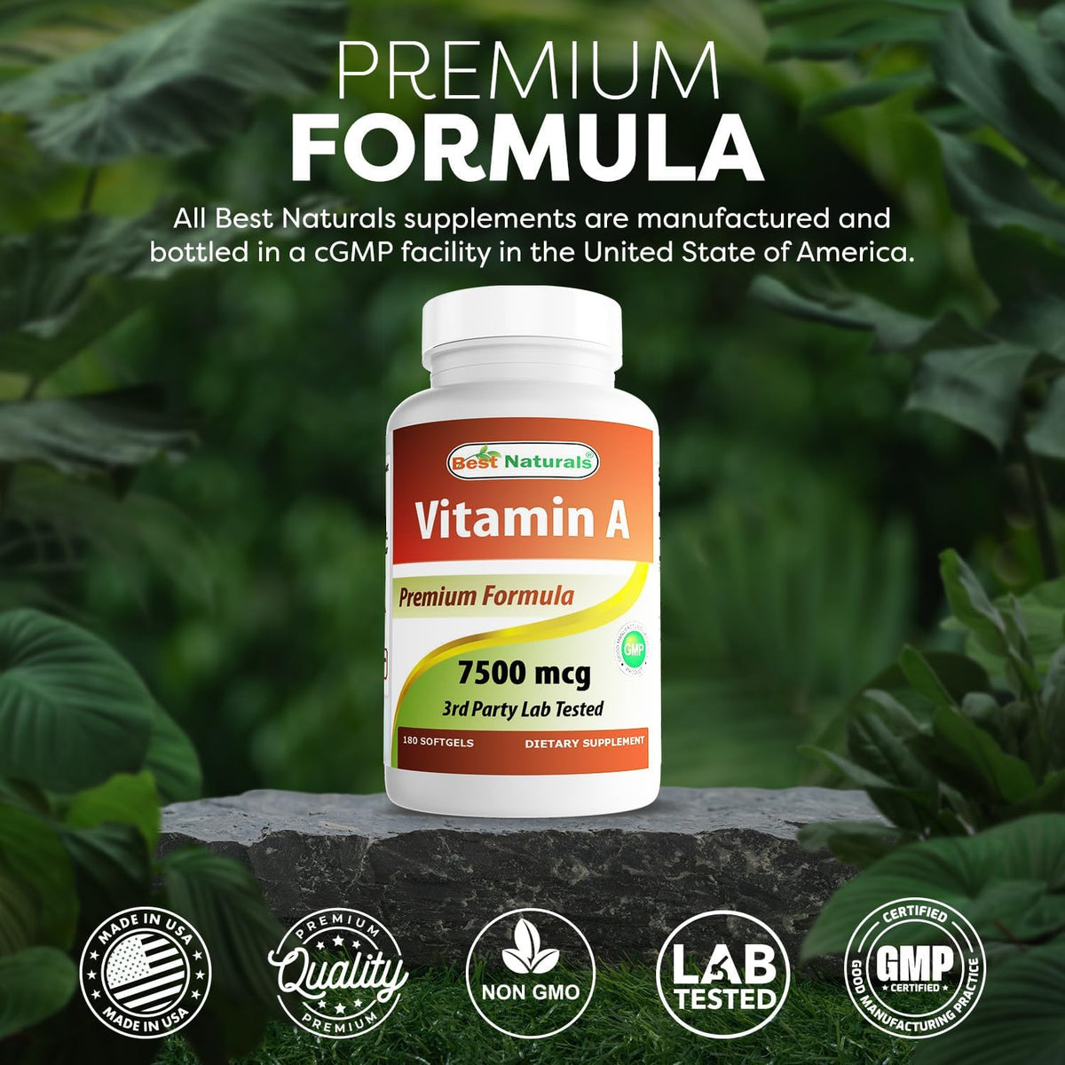 Best Naturals Vitamin A 25,000 IU (7,500 mcg), Non-GMO, 180 Softgels - görsel 5