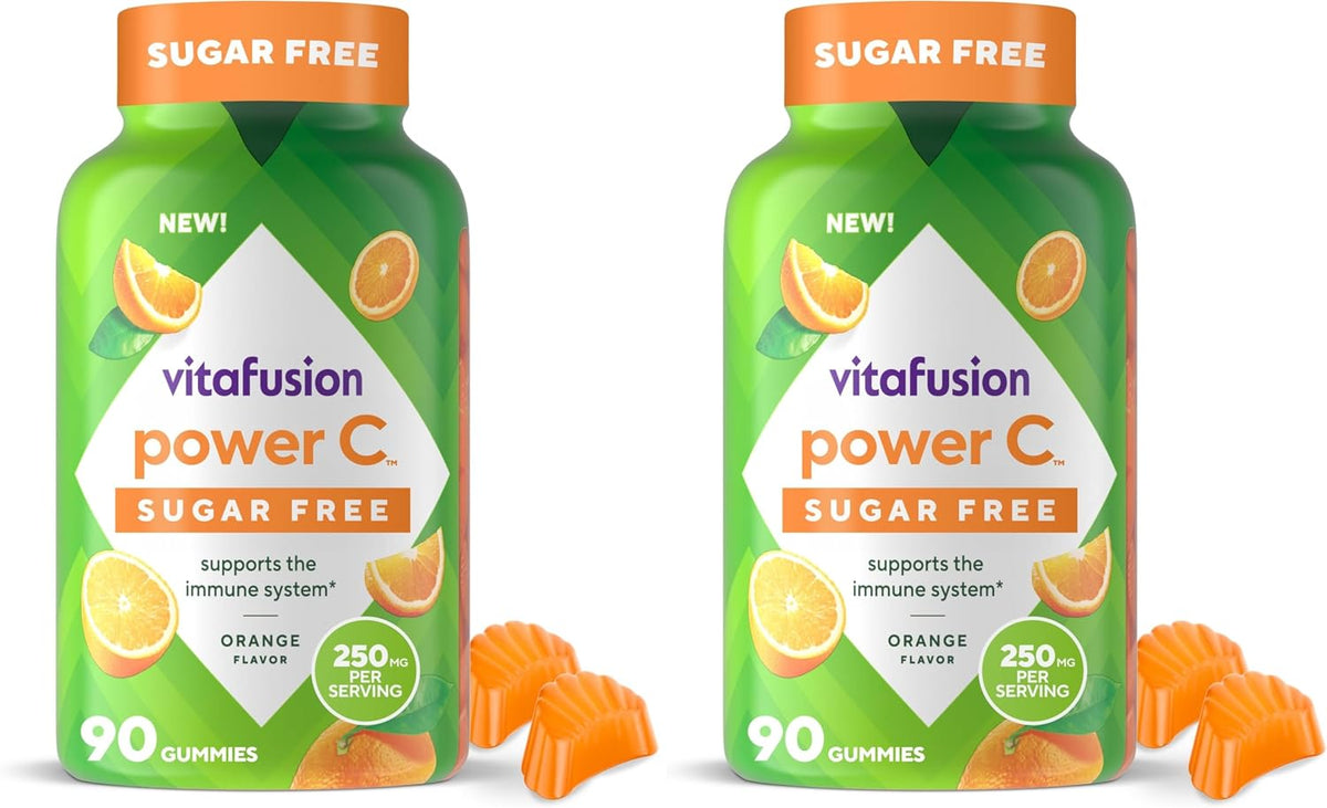 vitafusion Sugar Free Power C Vitamin C Gummies, Daily Adult Vitamins for Immune System Support, Orange Flavour, 90 Count - görsel 9