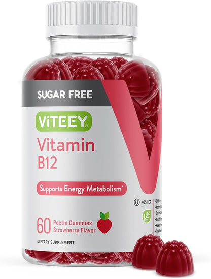 Viteey Vitamin B12 Gummies for Adults and Teens 1000mcg, Sugar Free