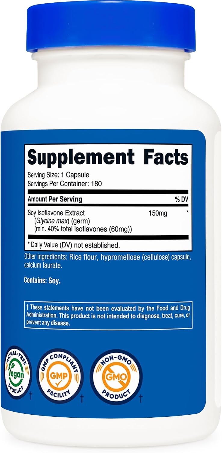 Nutricost Soya Isoflavones 150mg, 180 Veggie Capsules - Gluten-free, Non-GMO, Vegan Friendly - görsel 5