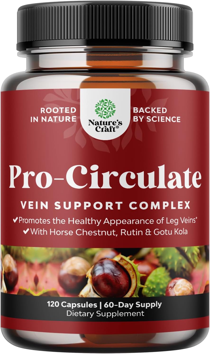 Natures Craft Vein Support Supplement – Vegan, Non-GM, 120 Capsules - görsel 1