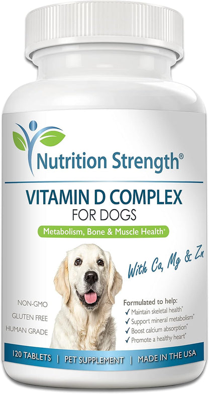 Nutrition Strength Vitamin D for Dogs with Calcium, Magnesium and Zinc - 120 Chewable Tablets