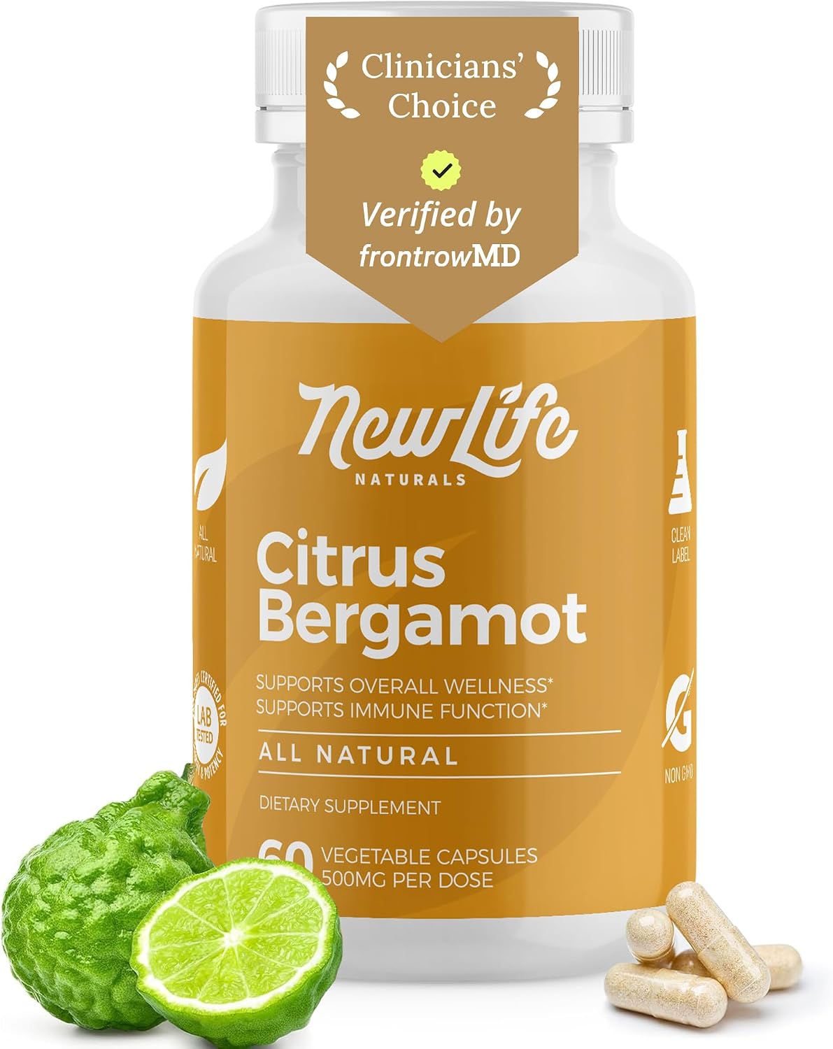 NewLife Naturals Citrus Bergamot 500 mg - Heart Health & Healthy Ageing Support - 60 Vegan Capsules - görsel 1