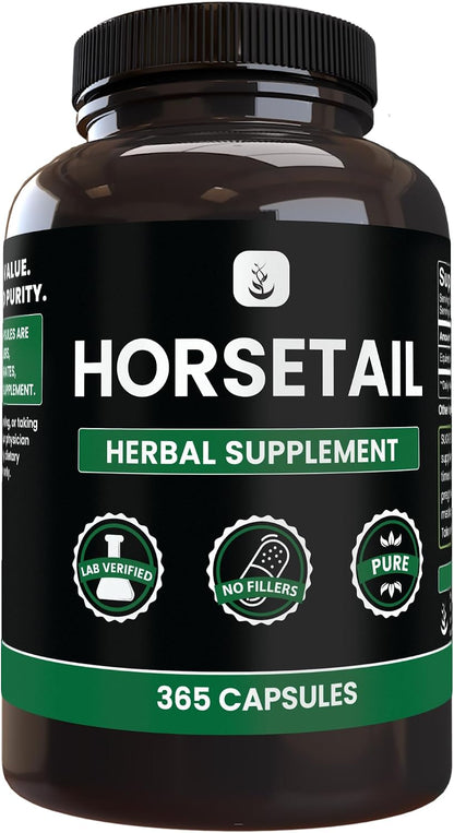 PURE ORIGINAL INGREDIENTS Horsetail (365 Capsules) No Magnesium or Rice Fillers, Always Pure, Lab Verified