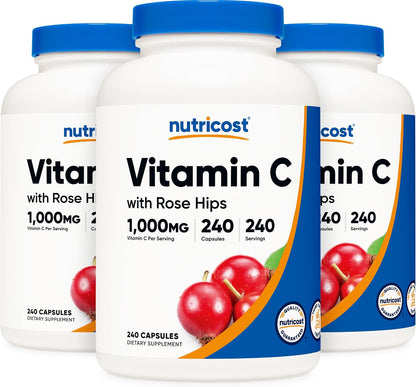 Nutricost Vitamin C with Rose Hips 1025mg, 240 Capsules (2 Bottles)