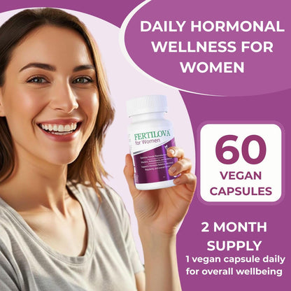 Fertilova – Women's Fertility Support Supplement | For Hormonal Balance and Menstrual Regularity | 60 Vegan Capsules (2-Month Supply)