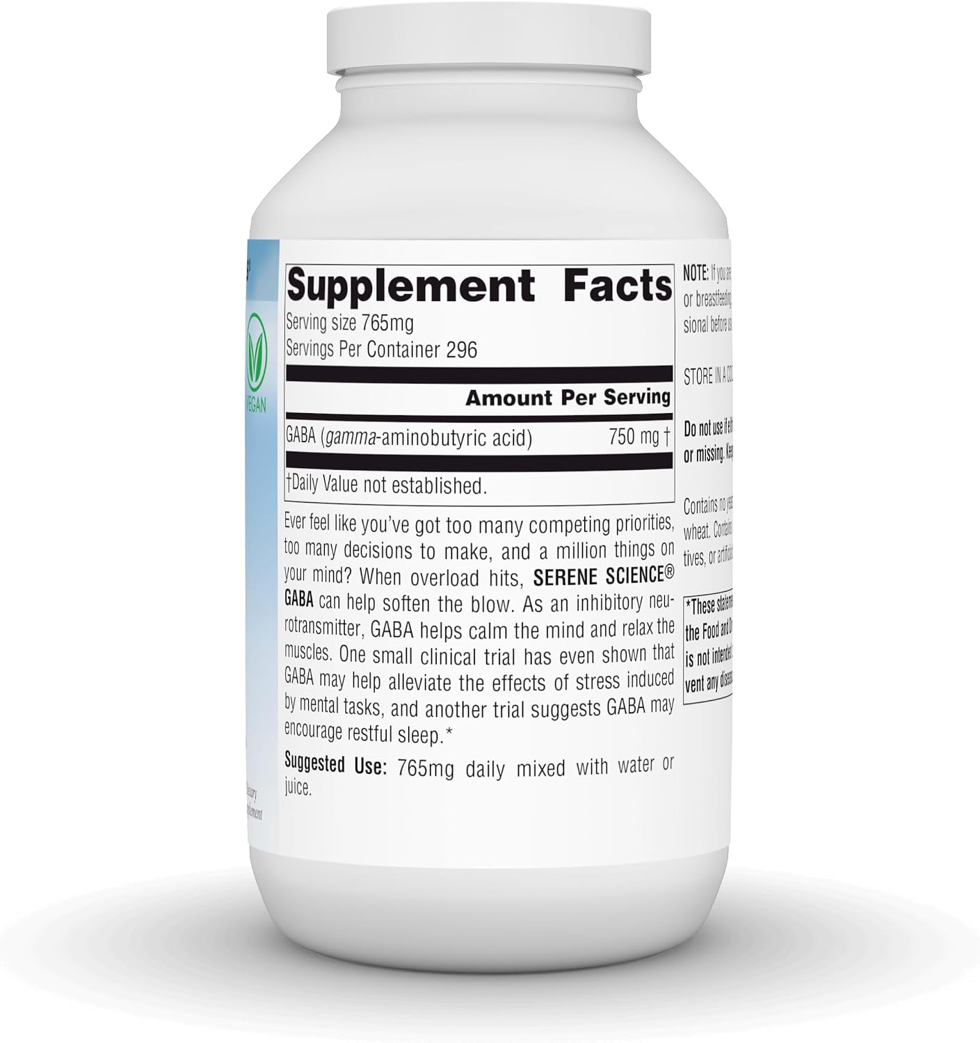 Source Naturals Serene Science GABA - 750 mg - 8 oz Powder - görsel 3
