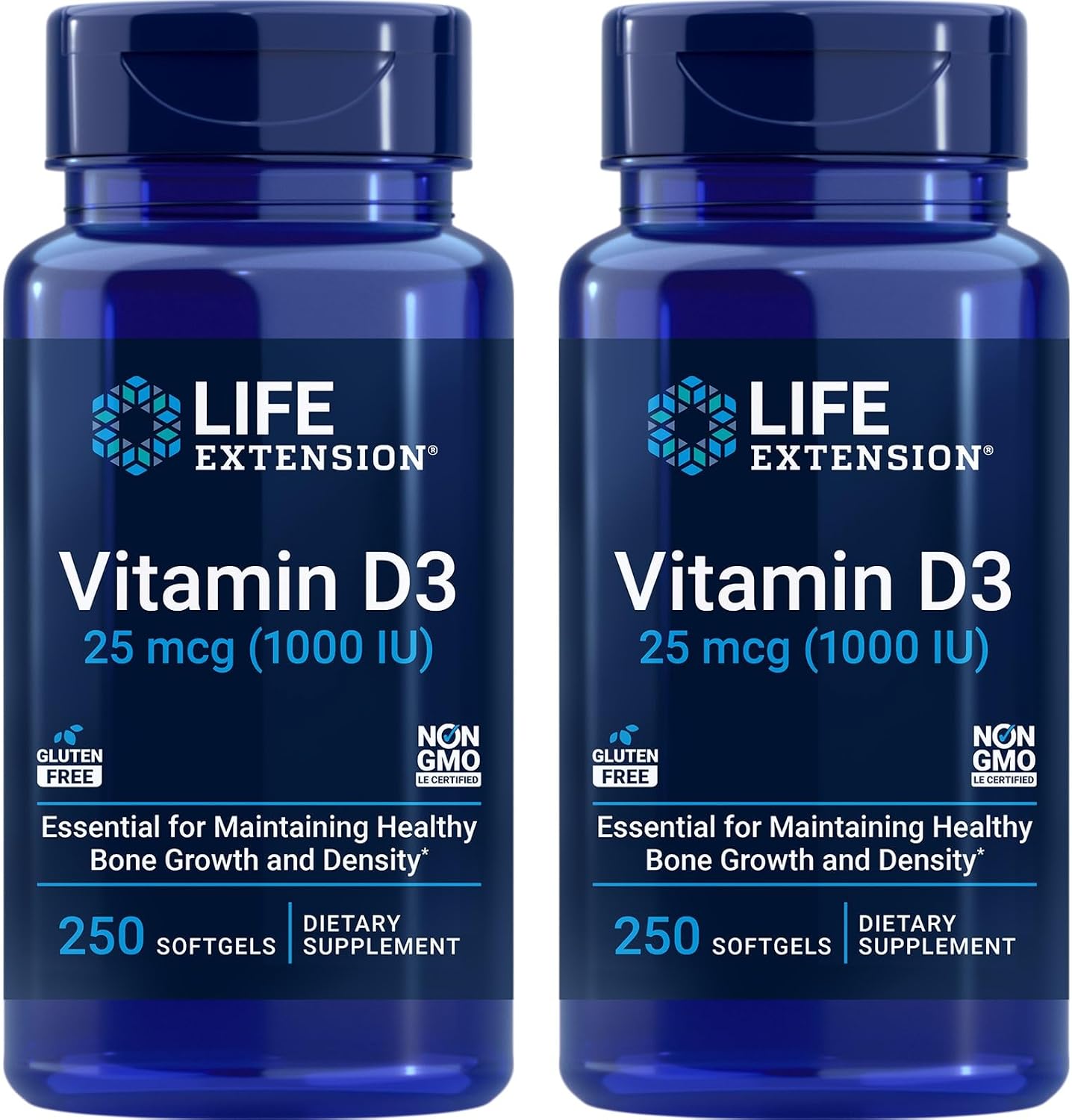 Life Extension Vitamin D3 25 mcg (1000 IU) – Value Size Two Pack (2 x 250 Softgels) - görsel 1