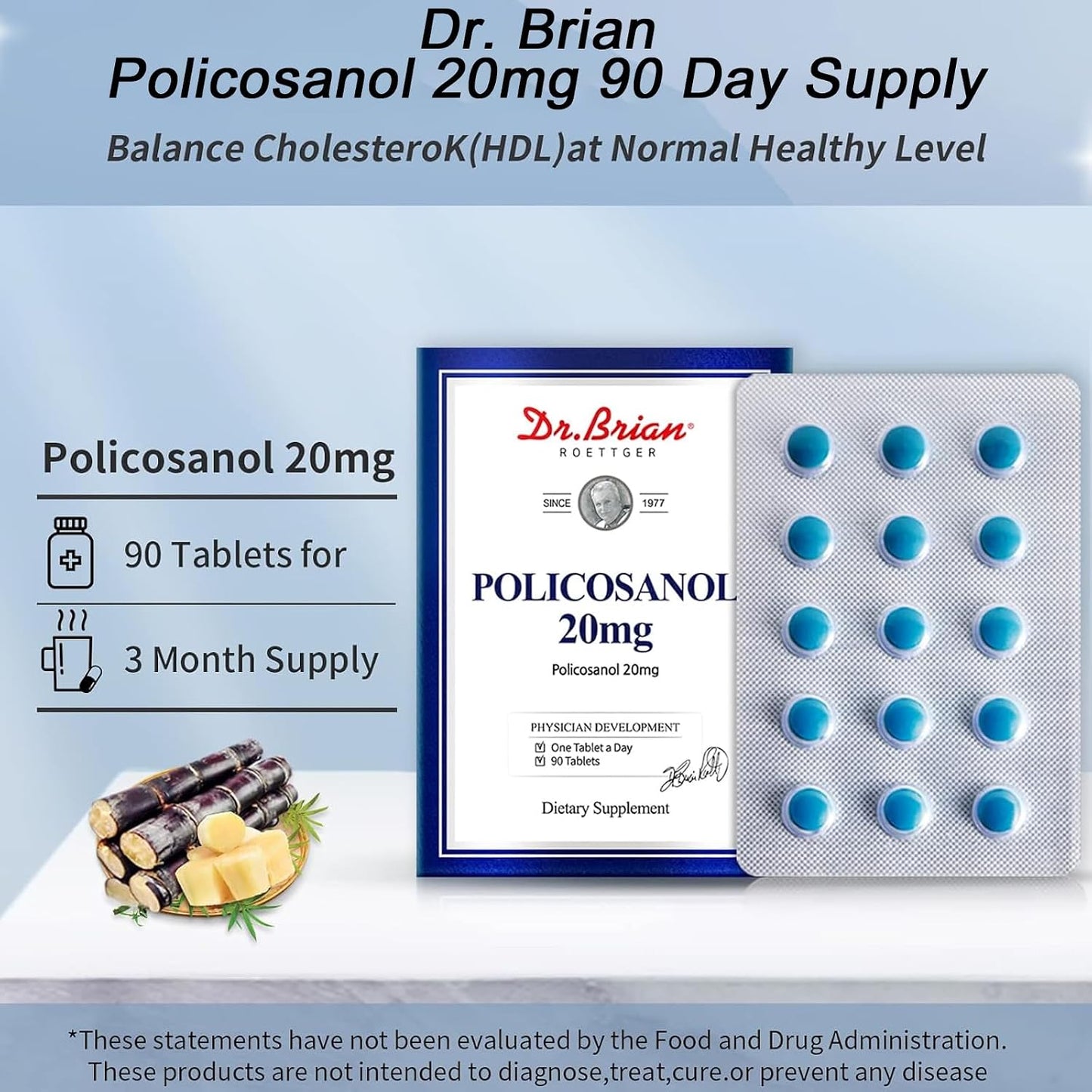 Dr. Brian Policosanol 20mg | Heart & Cholesterol Health Food Supplement - 90 Vegan Tablets - görsel 5