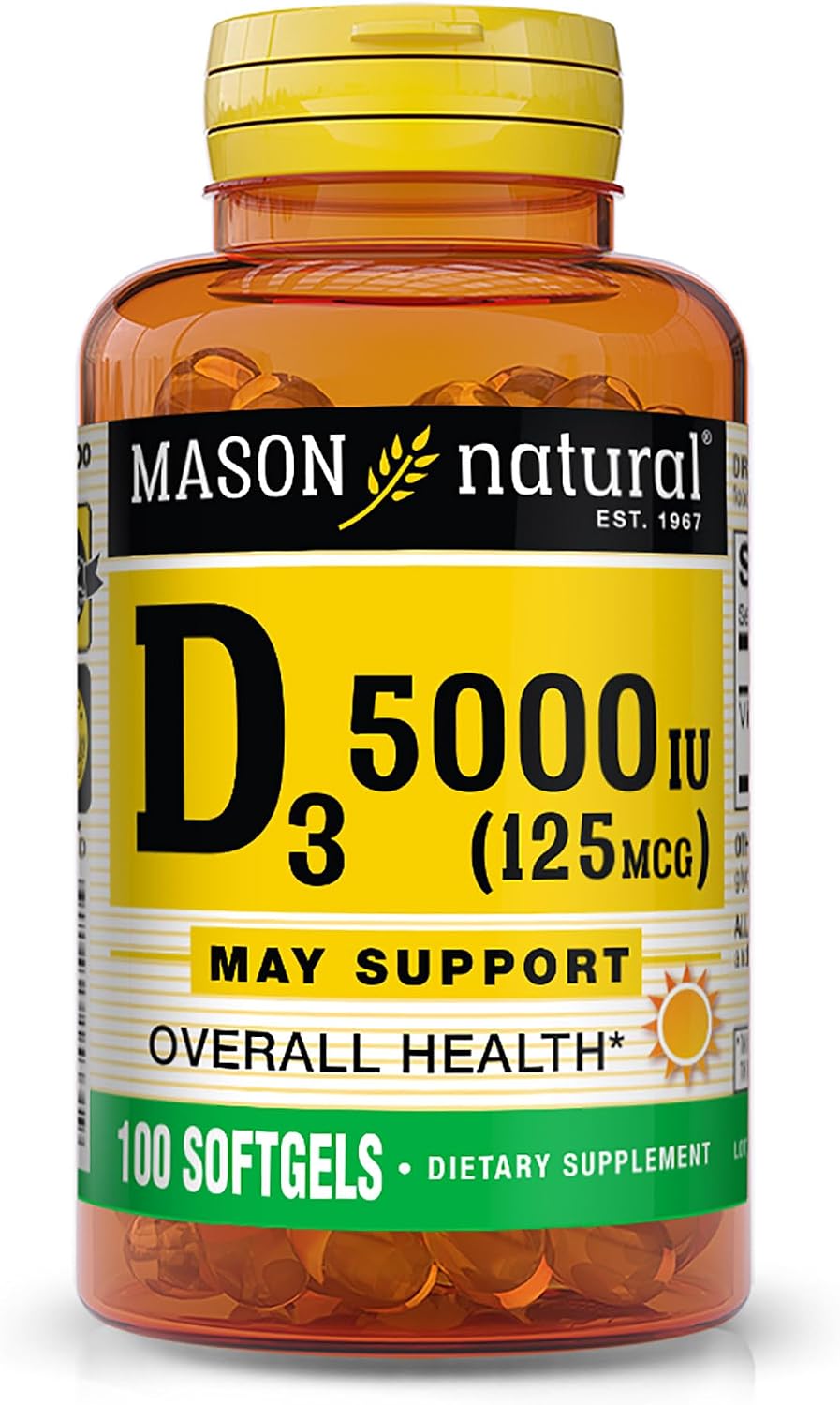 MASON NATURAL Vitamin D3 1000 IU (25 µg) from Fish Liver Oil, 180-Day Supply - görsel 7