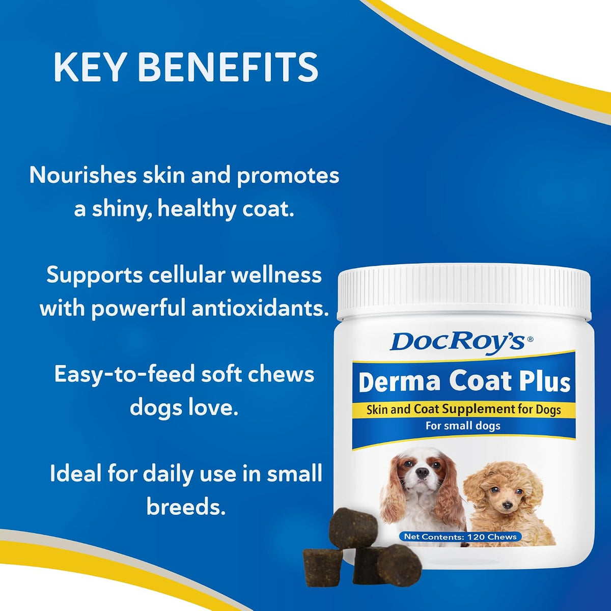 Doc Roy's Derma Coat Plus, Fatty Acid Soft Chews for Dogs, Omega 3-6-9 with Biotin and Antioxidants, Daily Supplement for – Image 5