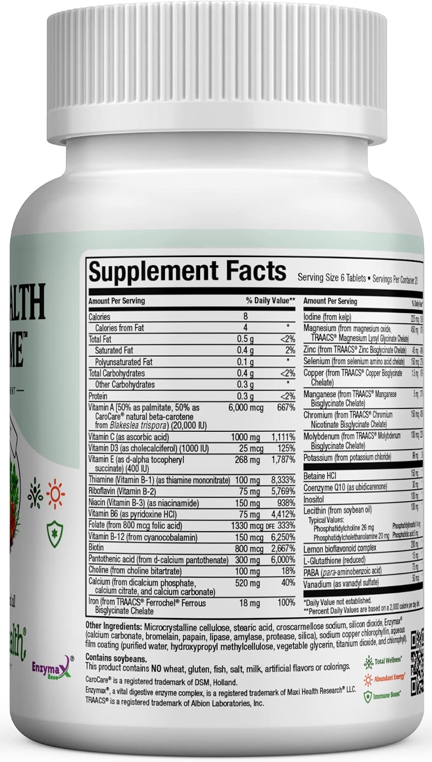 Maxi Health Supreme High Potency Multivitamin with Minerals, CoQ10 and Antioxidants - görsel 6