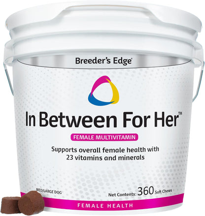 Breeder's Edge In Between for Her, Daily Multivitamin Supplement for Breeding Dogs and Cats, Fills Nutritional Gaps, and Supports Moms in Between Breeding, 90 Tablets Medium & Large Dog