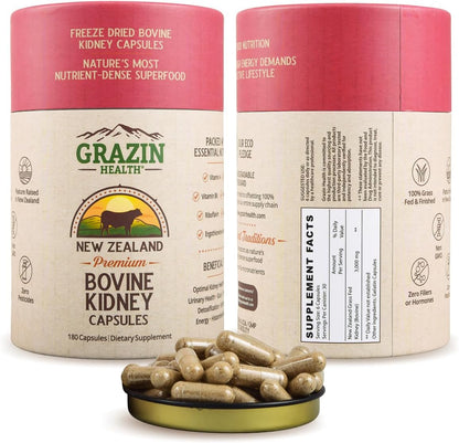 Grass-fed Bovine Kidney Capsules – 3000mg, Whole Food, New Zealand