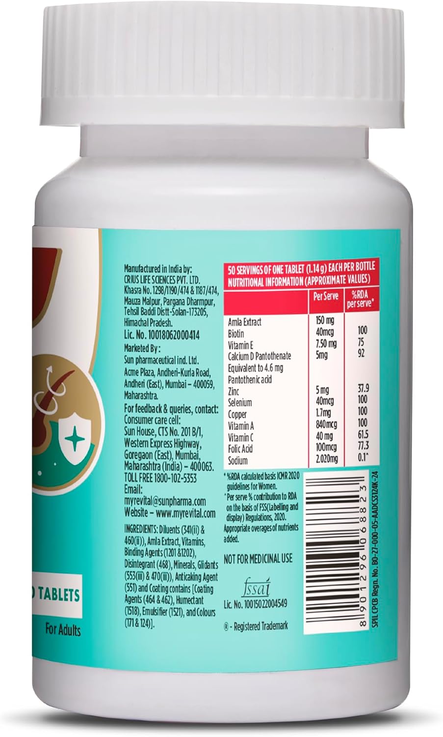 Revital Biotin+ with Amla and DHT Blockers for Hair Health | Biotin, Amla, Zinc, Vitamin E & Pantothenic Acid | Supports Normal Hair and Skin Health | 50 Tablets - görsel 3
