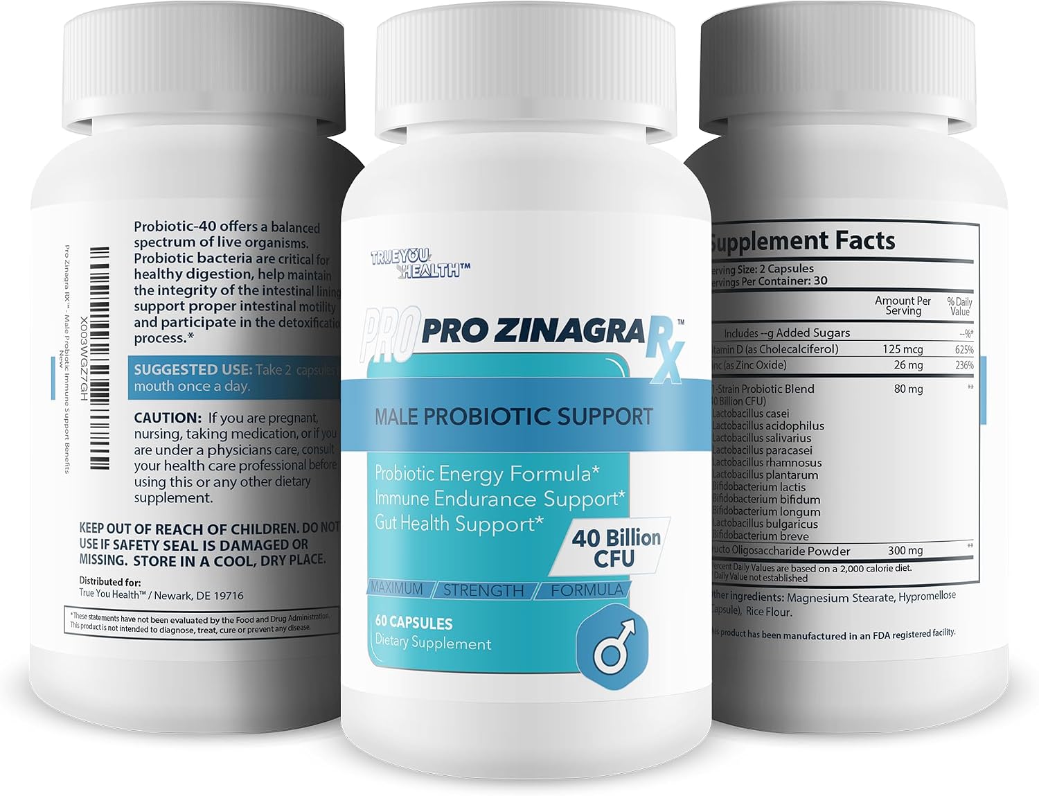 Pro Zinagra RX Male Probiotic Support - 40 Billion CFU with Vitamin D & Zinc - görsel 4