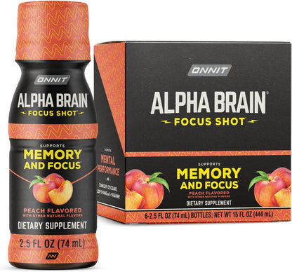 ONNIT Alpha Brain Focus Shot, Tropical Flavour - Nootropic Dietary Supplement Drink, 75 ml, 6 Count