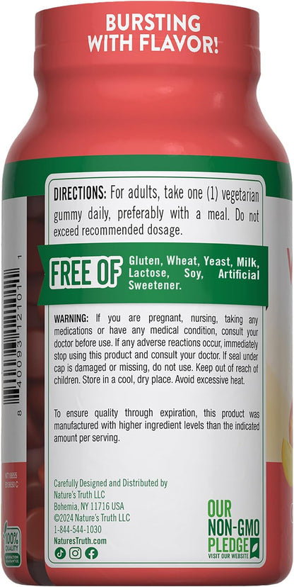 Nature's Truth Vitamin D3 Gummies, 5000 IU - 120 Gummies, Vegetarian, Non-GMO, Gluten-Free, Natural Peach Flavour