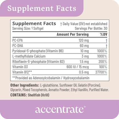 Accentrate Brain Supplement for Natural Focus & Attention – Active B Vitamin & Omega-3 Combination