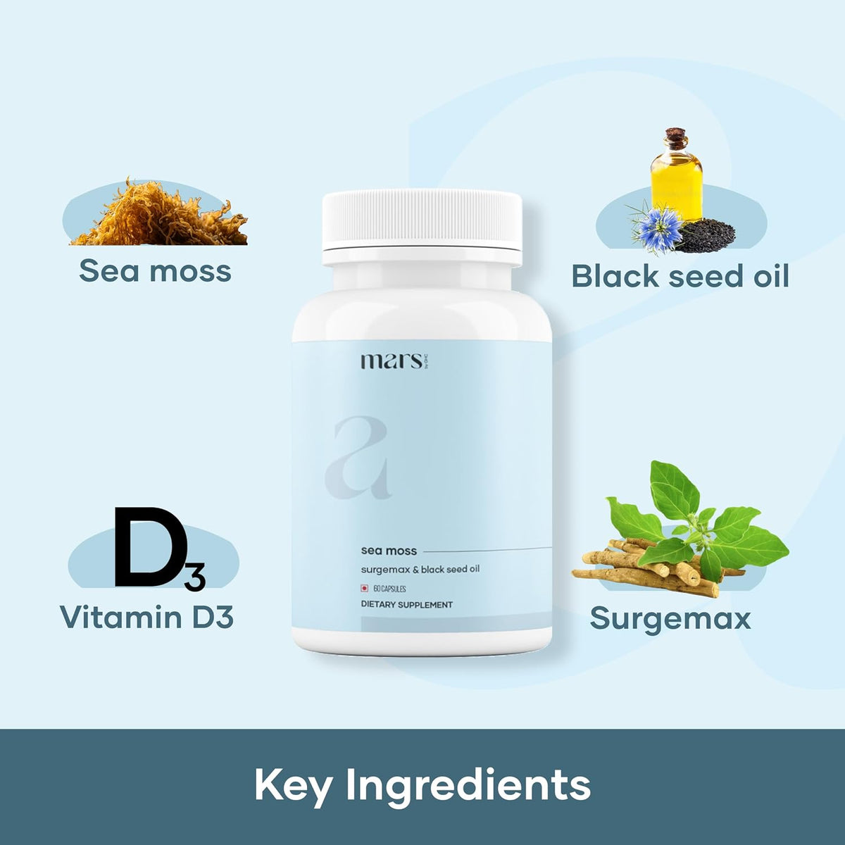 Mars Sea Moss Caps Surge Natural - 60 Capsules - görsel 5