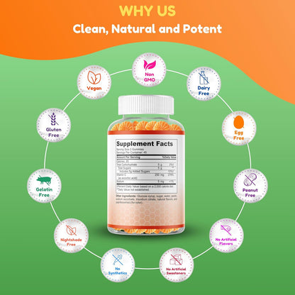 SHIFAA NUTRITION Vegan Vitamin C Gummies - 90 Gummies, 250mg 45 Servings - Non-GMO, Gluten-Free, Immune Support for Kids & Adults