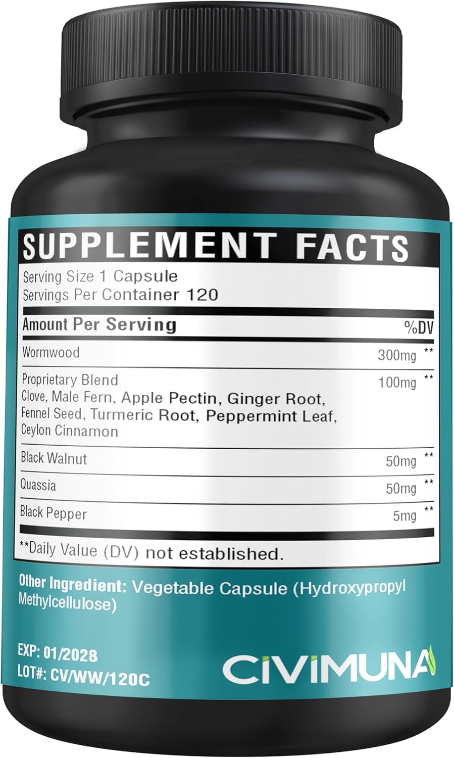 Wormwood Extract Capsules with Black Walnut Leaves & Quassia - 120 Capsules - görsel 2
