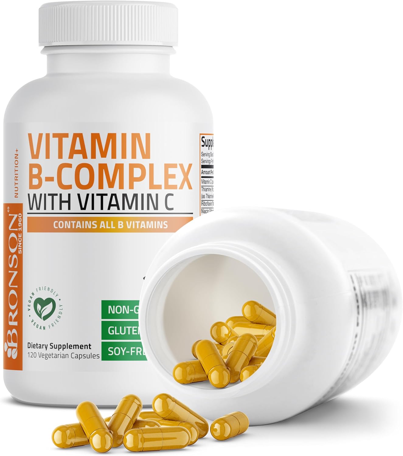 Bronson Vitamin B Complex with Vitamin C, 120 Vegetarian Capsules - görsel 6