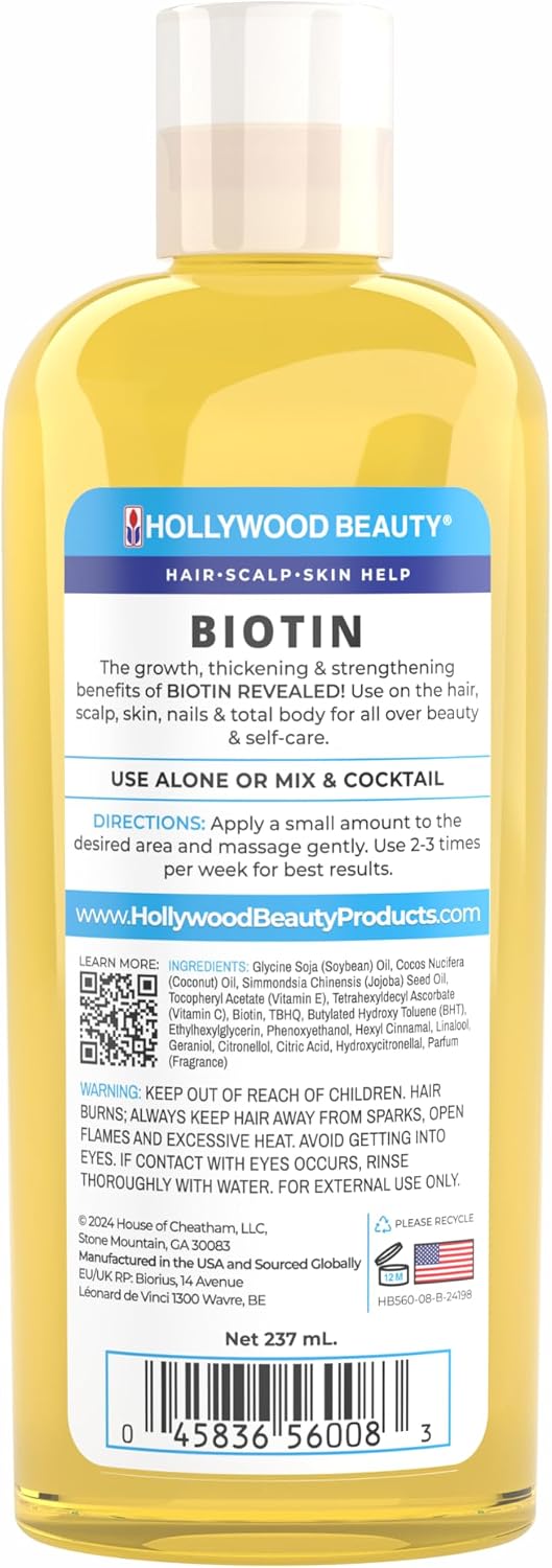Hollywood Beauty Biotin Oil for Hair, Scalp and Skin (240 ml) - görsel 2