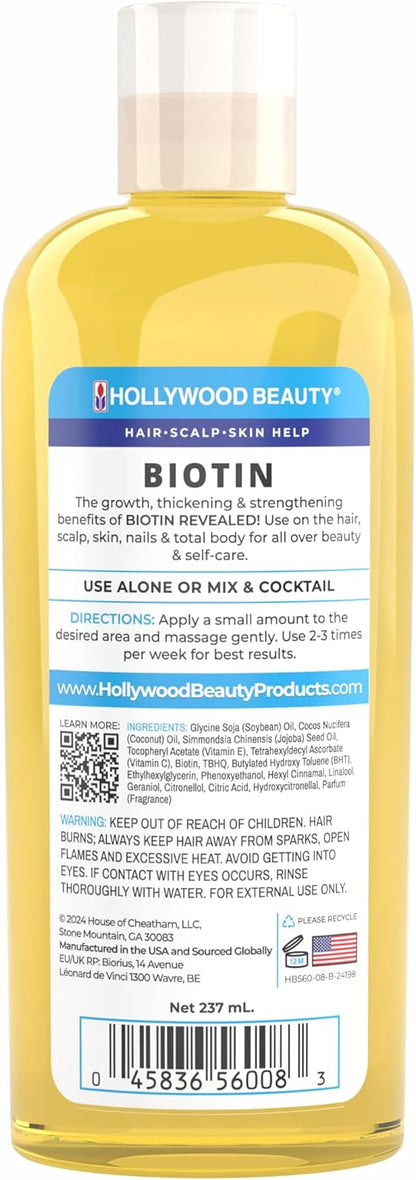 Hollywood Beauty Biotin Oil for Hair, Scalp and Skin (240 ml)