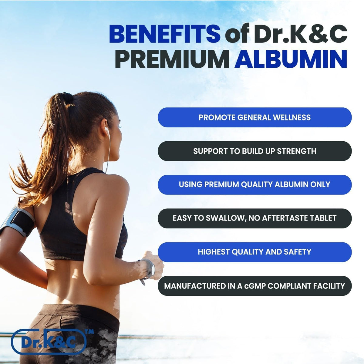 Dr.K&C Premium Albumin Supplement 1000mg, 120 Tablets (2 Bottles) - görsel 3