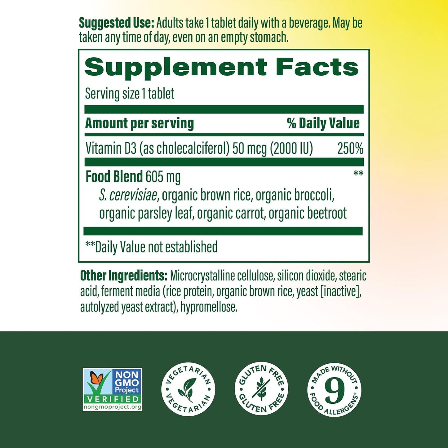 MegaFood Vitamin D3 2000 IU – 60 Tablets - görsel 2
