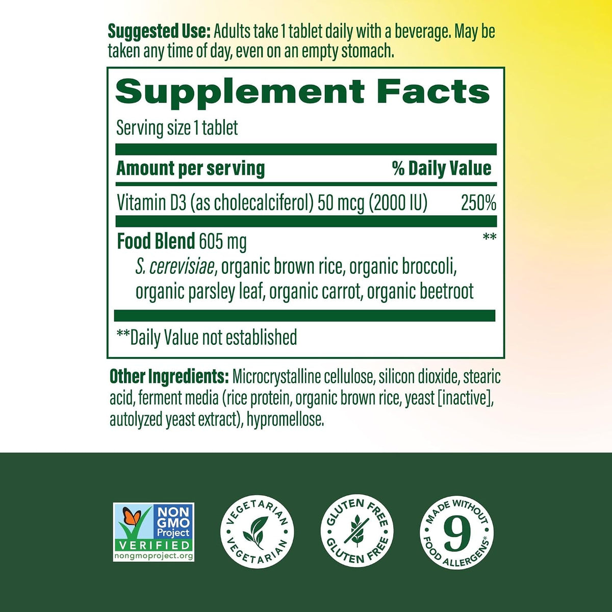 MegaFood Vitamin D3 2000 IU – 60 Tablets - görsel 2