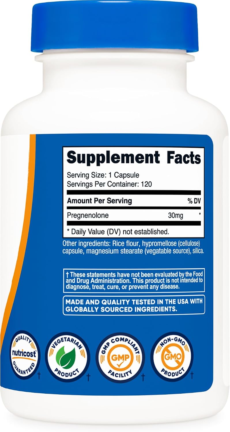 Nutricost Pregnenolone 30mg, 120 Capsules - Non-GMO, Gluten-Free, Vegetarian Capsules - görsel 5