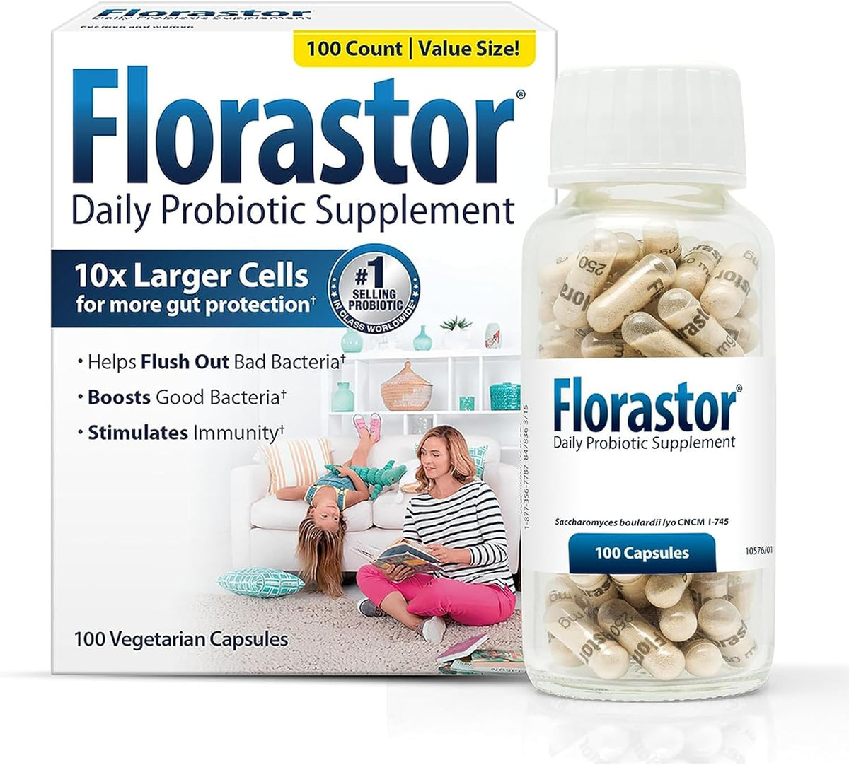 Florastor Daily Probiotic Supplement for – Maintains intestinal flora balance – Encourages beneficial microbes to – Image 1
