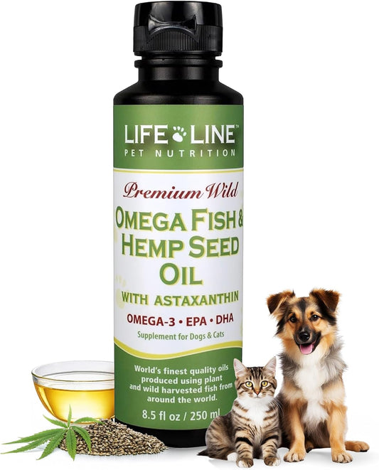 Lifeline Premium Omega 3 Fish & Hemp Oil for Dogs & Cats - Wild Caught - 240 ml