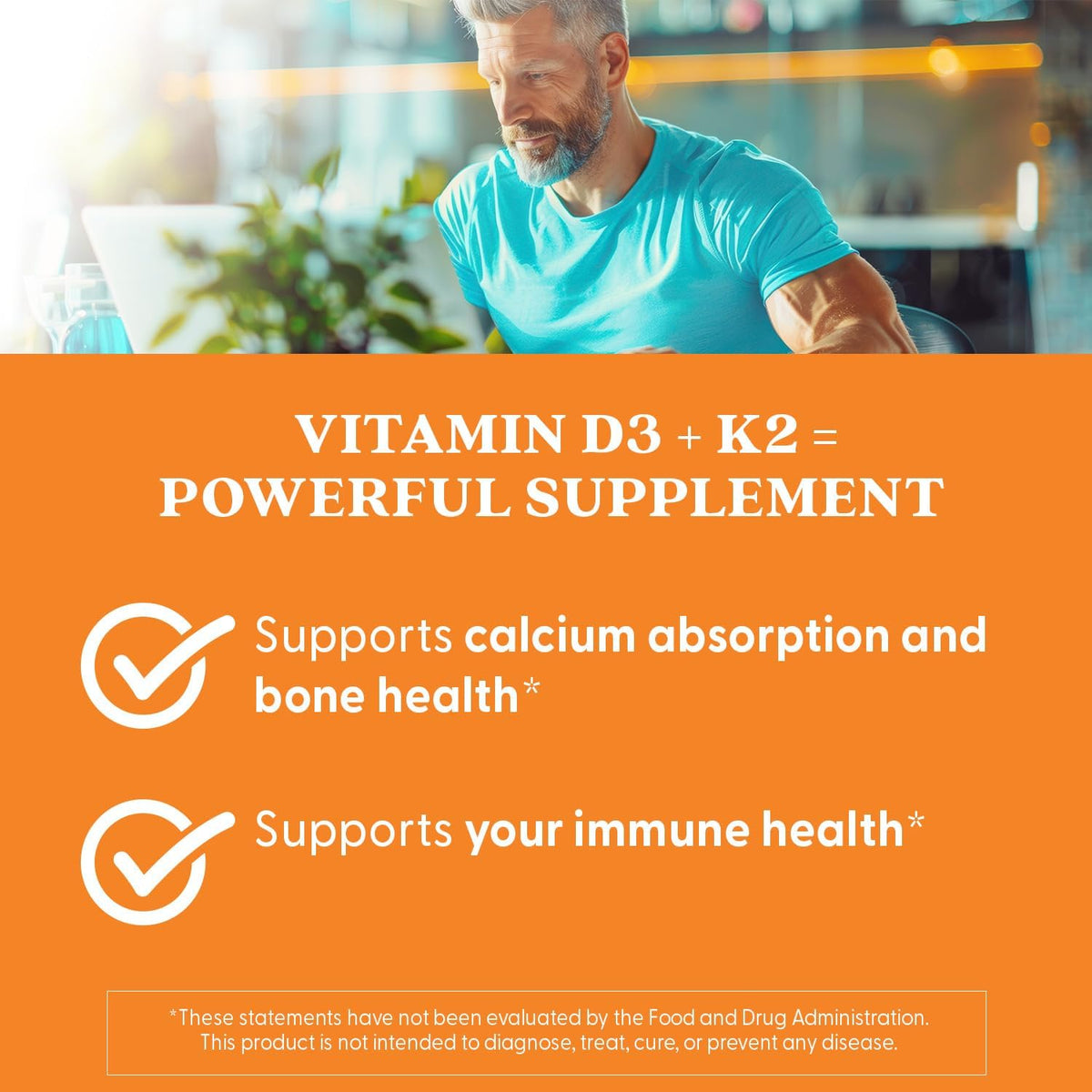 Doctor's Best Vitamin D3 and K2 Supplement for Men & Women - Vitamin D3 5000 IU + K2 as MK-7, Bone Health Support, Gluten-free, Non GMO, Vegetarian Capsules - 60 Veg Caps - görsel 5