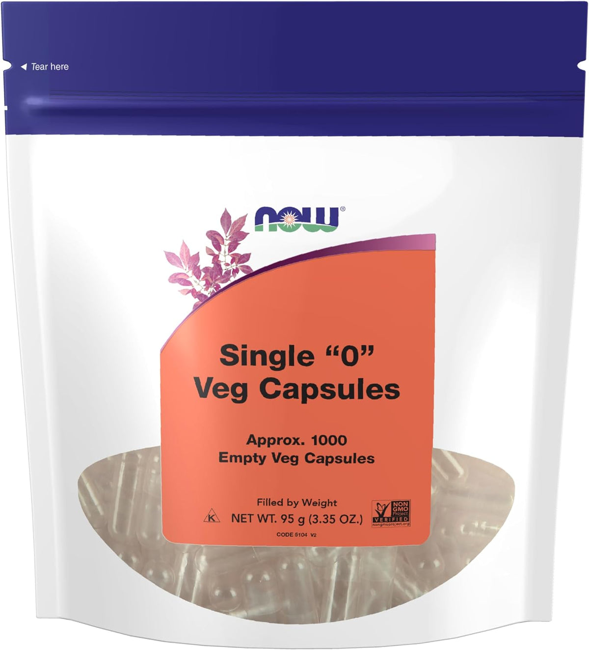NOW Supplements, Empty Vegetarian Capsules, Size "0", 1,000 Count - görsel 1