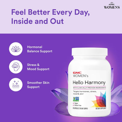 GNC Women's Hello Harmony – Hormonal Support Supplement for Mood, Skin and Stress Management (90 Capsules)