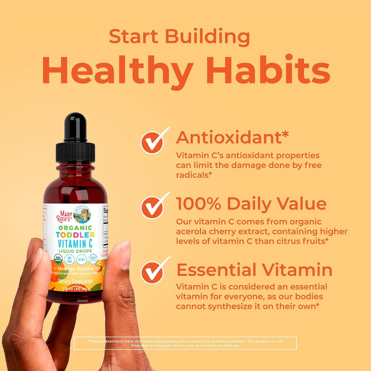 MaryRuth's Organic Toddler Vitamin C Drops - Sugar-Free, Immune Support, 15 mg, 30 Servings - görsel 5