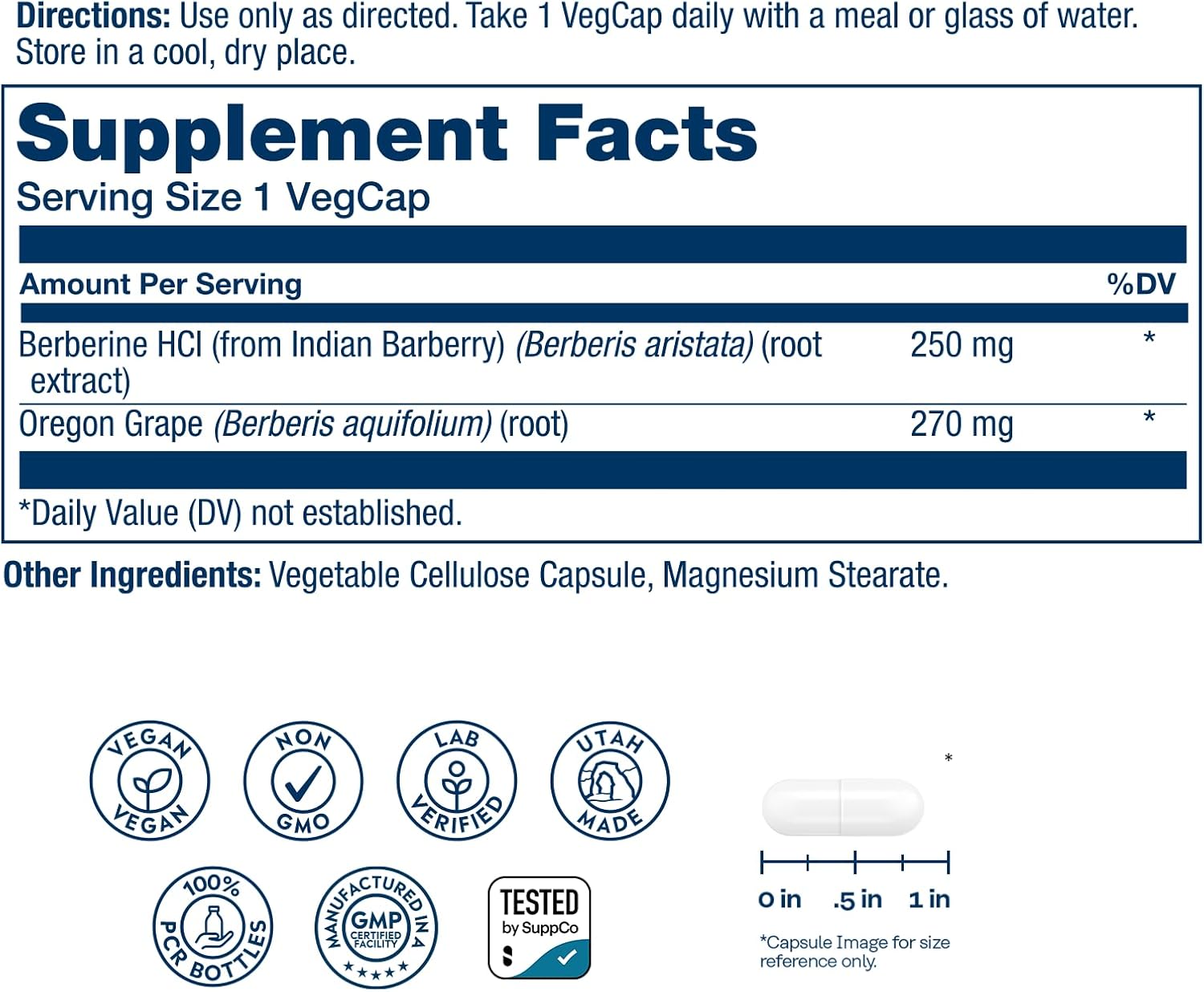 SOLARAY Berberine 250mg – Berberine HCl Supplement with Oregon Grape, Vegan, Non-GMO, 60 VegCaps - görsel 2