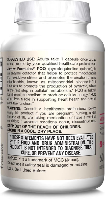 Jarrow Formulae PQQ 20 mg – 60 Veggie Capsules